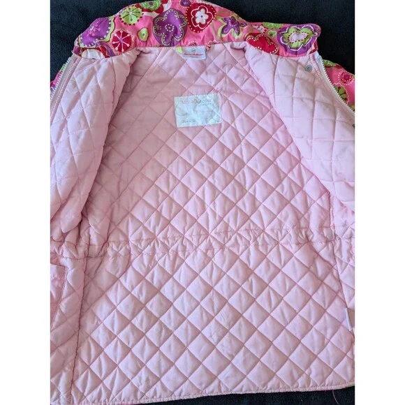 Hanna Andersson Insulated Ski Winter Jacket Coat Flower Print Pink EU 120/US 6-7 - Picture 5 of 13